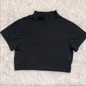 Half Turtle Neck Short Sleeve Crop Top
